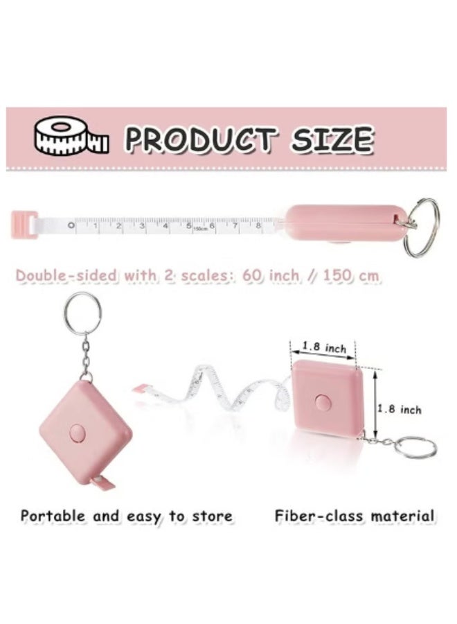 Woofixer 3Pcs 60-Inch Soft Tape Measure, Retractable Fabric Measuring Tapes with Double Scale, Keyring & Double-Sided Printing for Body Sewing Tailor Measurements - Image 3